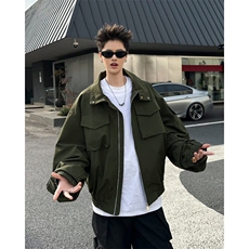 机能风工装外套男春秋休闲美式痞潮牌宽松短装宽松夹克W6519-P67，男装夹克，星座412-2