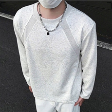 抖音得物品质26春装美式高街曼巴棉螺纹拼接卫衣圆领长袖T恤YT164，男装T恤，电商A486