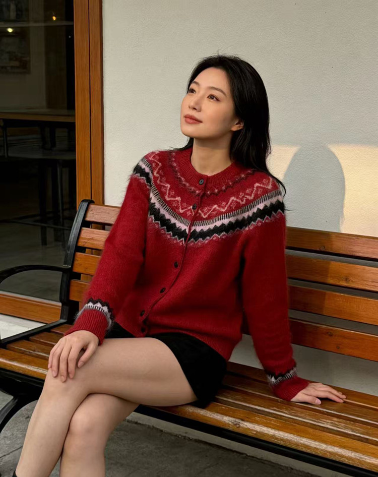 2026年秋季时尚复古麻花冬日森林加厚开衫,女装羊毛衫,美轩羊绒