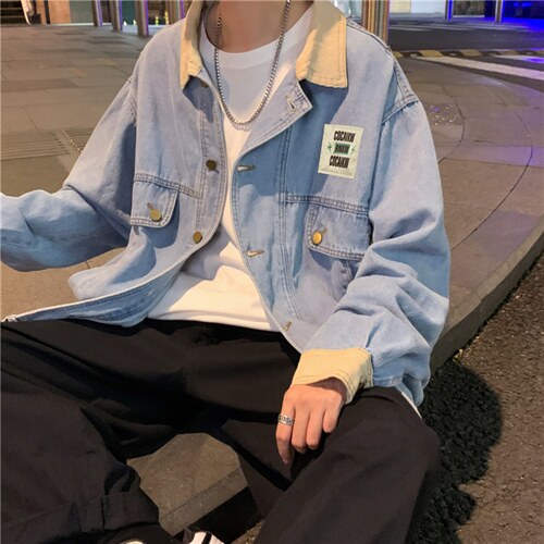 美式复古牛仔外套男春秋季韩版潮流百搭宽松休闲夹克上衣J896-p58,男装工装外套,星座1008-2