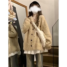 韩版学院风小个子软糯翻领开衫毛衣女学生秋冬宽松保暖针织衫外套，男装针织衫/毛衣，星座1210-1