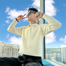 AM308/P68控98秋冬季社会小伙韩式休闲保暖百搭打底毛衣男黑首，男装T恤，星座305B-1