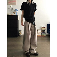 T05-P32假两件POLO衫短袖男款夏季美式格纹miu穿搭，男装Polo衫，电商B323A
