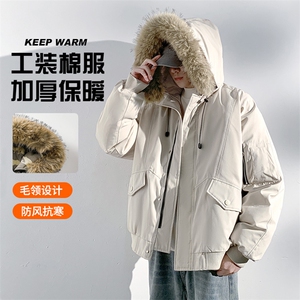 座山雕毛领派克棉服男冬季工装棉衣情侣外套M060-P110 迷彩P115图片