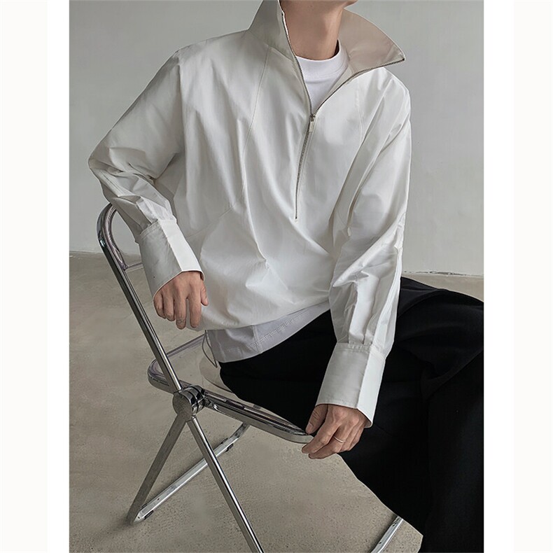 25春夏男大品质纯净版立领衬衫短款高尔夫老钱夹克JK86-P98图片