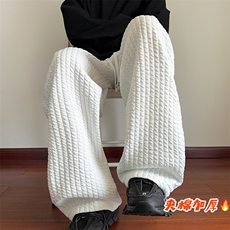 GENIOLAMODE加棉加厚保暖卫裤男士秋季青少年新款宽松直筒休闲裤，男装休闲裤，电商A001