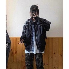 早春新款外套蜘蛛印花棒球服男女春秋宽松机车夹克上衣JK355，男装夹克，星座1116A（原606A-3）