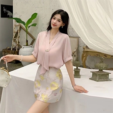《现货新品》多色可选优雅复古C位气质衬衫短袖，女装衬衫，曼琳思菲