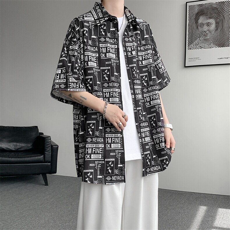 8XL-M花衬衫男短袖夏季薄款冰丝半袖宽松大码休闲外套DC28008P38,男装T恤,电商B312