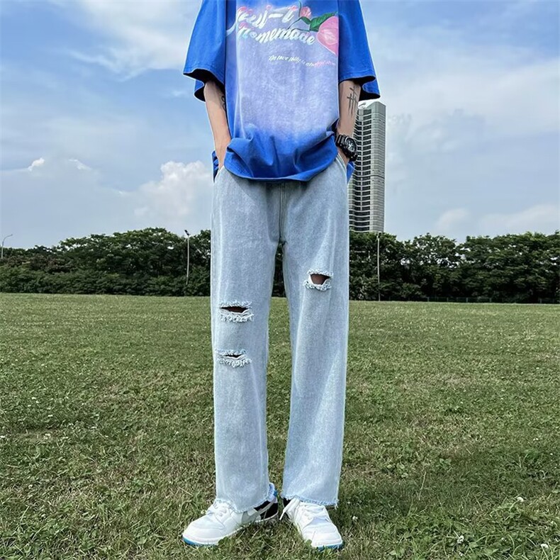 牛仔裤男夏季潮大码休闲裤子N984P36图片