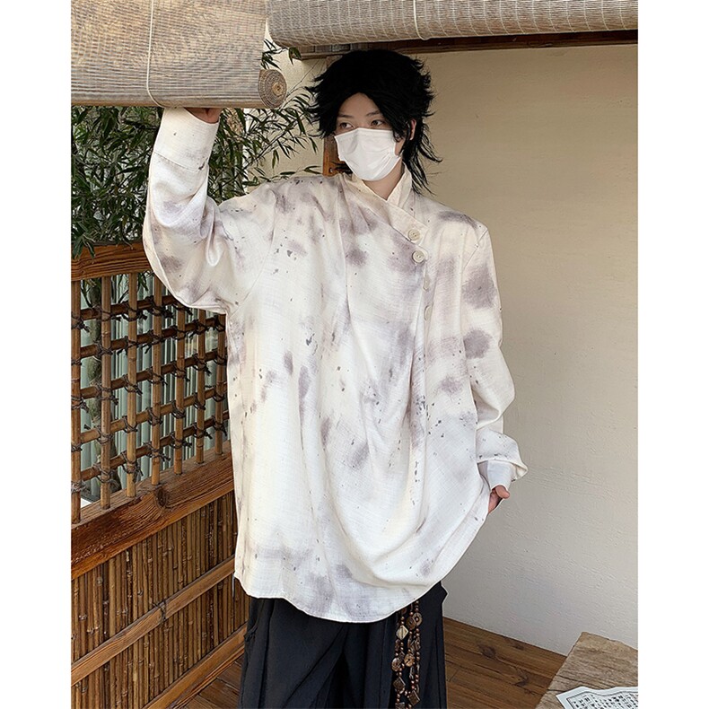 24新中式男士清新晕染设计感古风衬衫CS54-P78,男装衬衫,电商B288