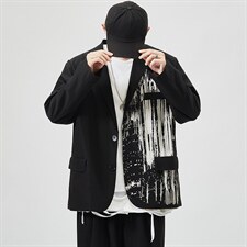 2025秋季新款男士休闲宽松印花大码西装西服外套XF01/P65，男装西服套装，星座608A