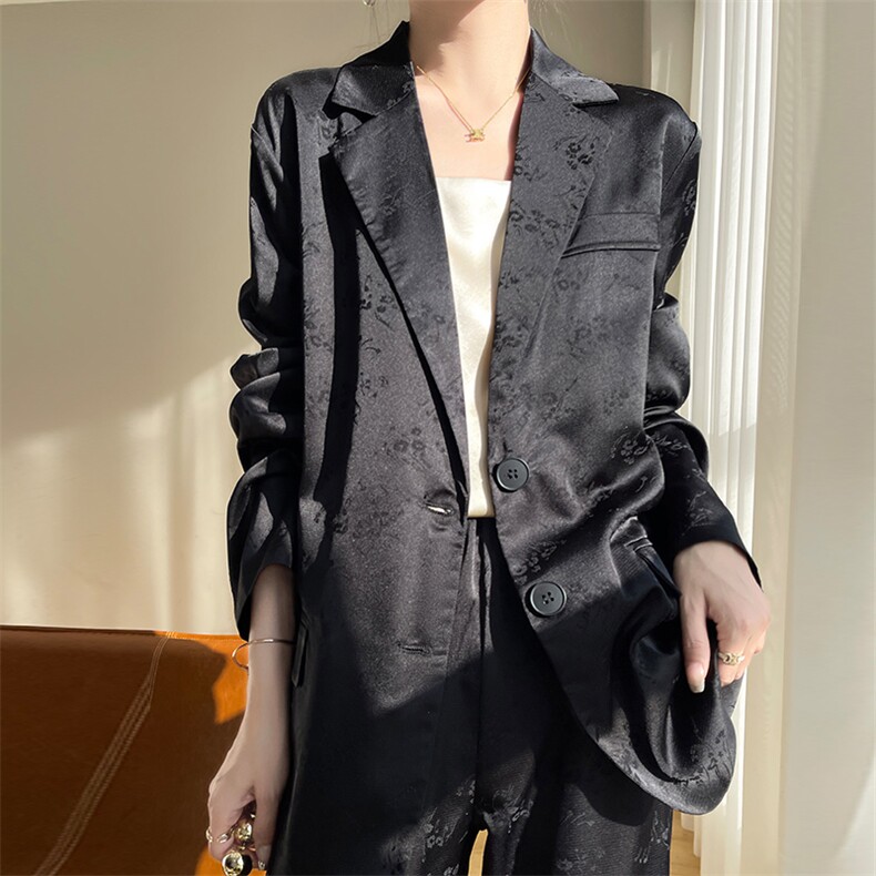 2025春新款提花西装外套女宽松显瘦西服通勤中式国风遮肉显瘦上衣,女装西装,佳绒高端店