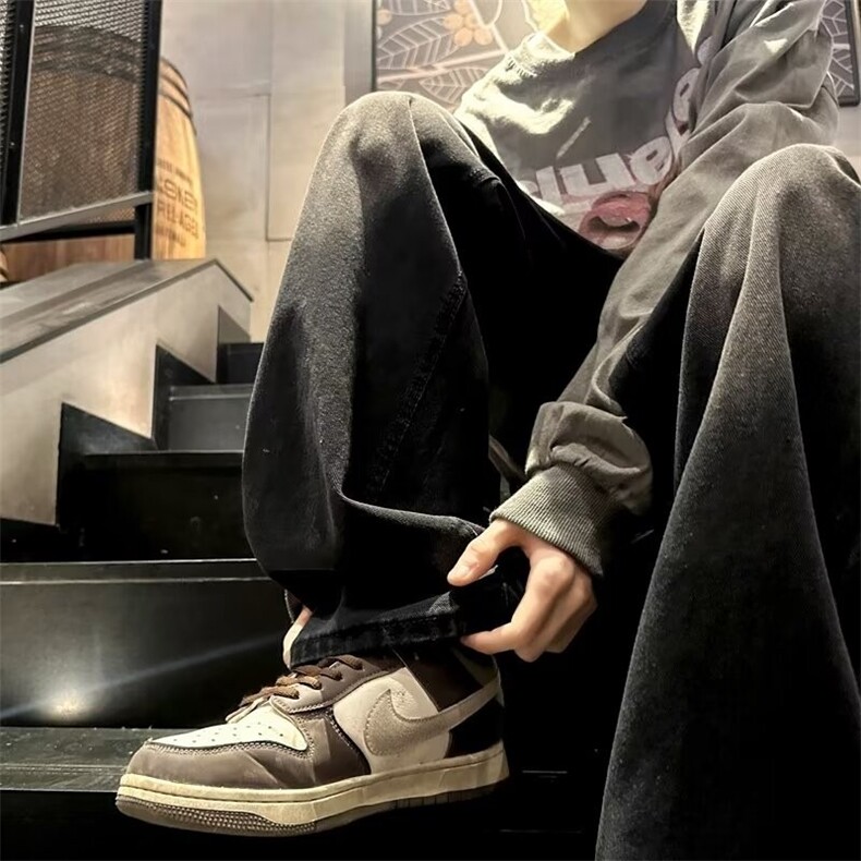 男裤夏季美式高街渐变水洗牛仔裤男薄款宽松阔腿裤裤子男7013/P40,男装牛仔裤,星座506