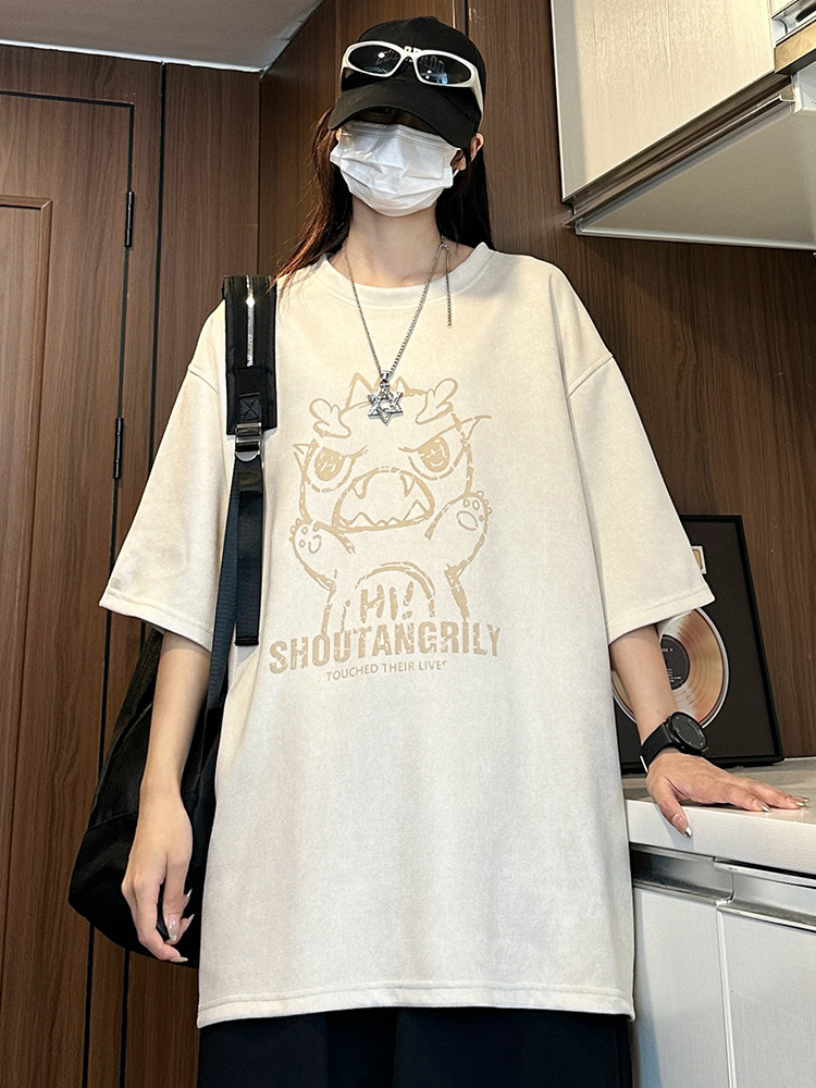 7个高点击恐龙印花麂皮绒短袖t恤男夏X416B-1-DY3022-特P25限39,男装T恤,星座416B-1