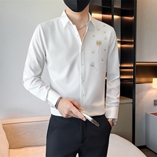 白社会小伙店主风秋冬刺绣长袖衬衫301A-1/CS505/P55，男装衬衫，星座301A-1