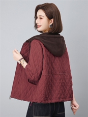 长期现货2026春秋装新款韩版时尚夹棉宽松连帽休闲棉服连帽外套女，女装短外套，璐依舞