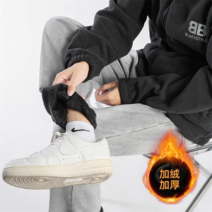 美式高街水洗牛仔裤秋冬加绒加厚直筒百搭潮流小脚裤G7906/P55图片