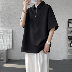 8XL-M半拉链t恤短袖POLO衫男款夏季美式翻领宽松大码半袖DT008P45图片