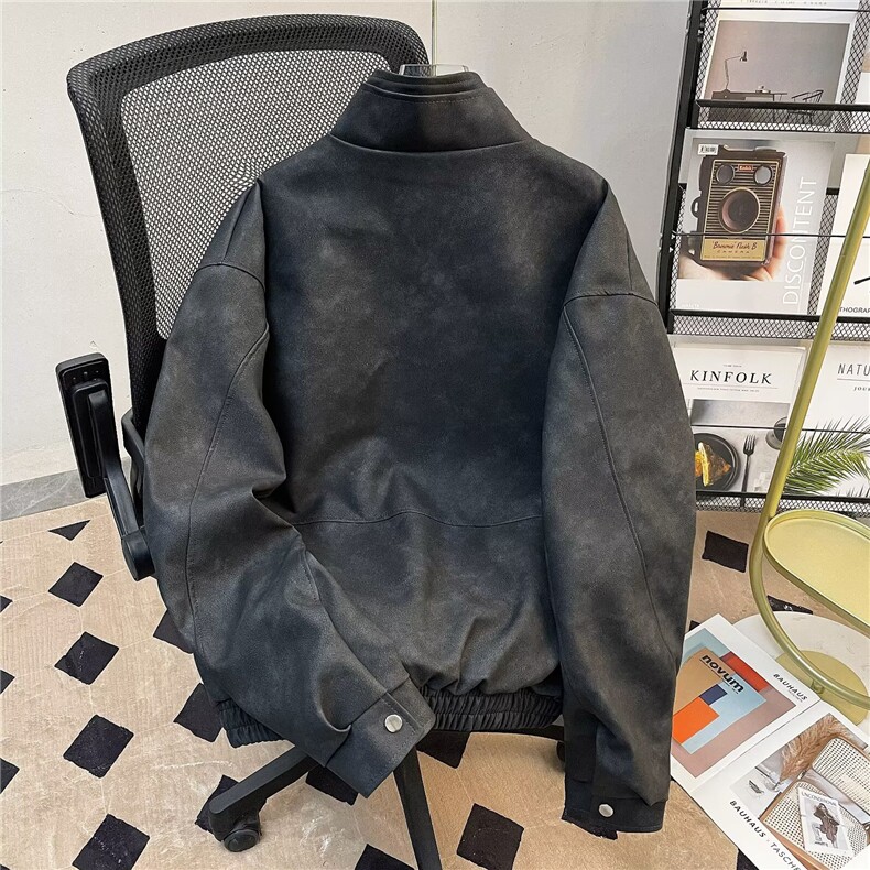 短款美式PU机车皮衣外套春秋季高级感小个子夹克2832P78,男装皮衣,星座410-2