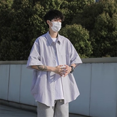 夏季细条纹衬衫男短袖韩版潮流帅气2026新款ins宽松外套CY196-P30，男装T恤，星座412
