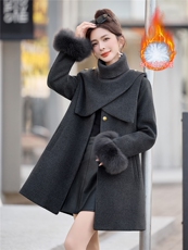 《现货》2025年冬季90白鸭绒中长款韩系淑女针织领狐狸毛羽绒服，女装羽绒服，小九月