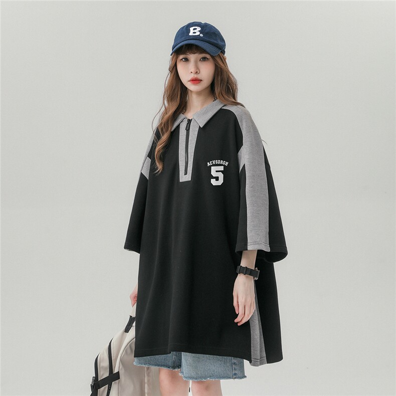 中性风23新款夏季翻领半拉链时尚百搭短袖T恤DT3205P45控68,男装T恤,A247A