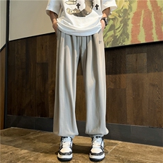 夏季薄款宽松直筒垂感束脚抽绳裤子男款速干阔腿休闲裤K0495-P35，男装休闲裤，星座308B-2