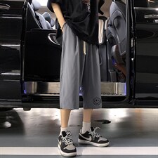 QK72224-P25冰丝七分裤男大码速干短裤男五分裤港风，男装休闲裤，电商A040