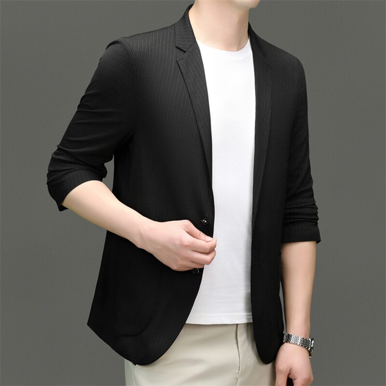 高品质夏季冰丝无缝压胶防晒休闲西服男士轻薄休闲小西装单西外套,男装西服,钱塘723
