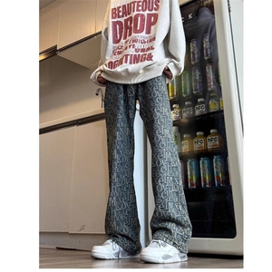 现货! 港风新款2025潮流百搭直筒宽松大码牛仔裤松紧腰NZ6182-P40图片