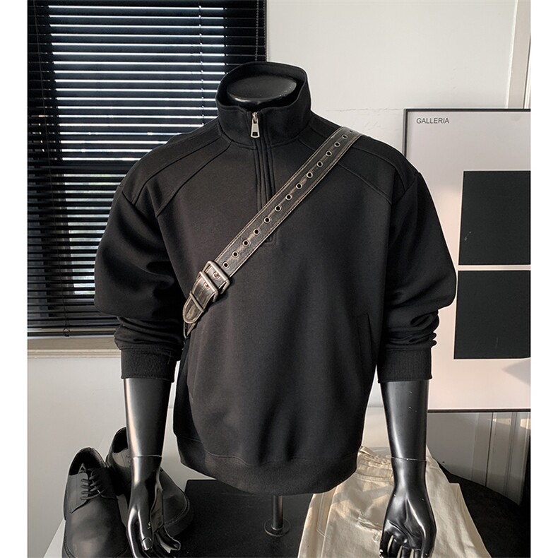 65棉重磅450克拼接圆领短宽套头拉链POLO衫外套男RH5316-P49,男装Polo衫,星座610B-1