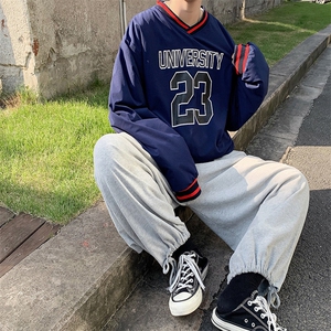秋冬复古美式棒球风棉服宽松套头潮流港风加棉加厚卫衣mj354-p85图片