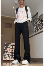 美式ins高街hiphop微喇铆钉牛仔裤货号K2435P50控68，男装牛仔裤，电商A063