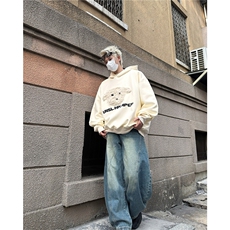 美式复古刺绣连帽绿色卫衣男女宽松百搭慵懒风外套，男装卫衣，星座716-4