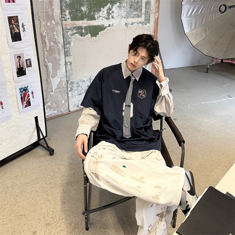 美式潮牌手绘白牛仔库男女直筒春夏时尚复古宽松弯刀,男装休闲裤,星座506A