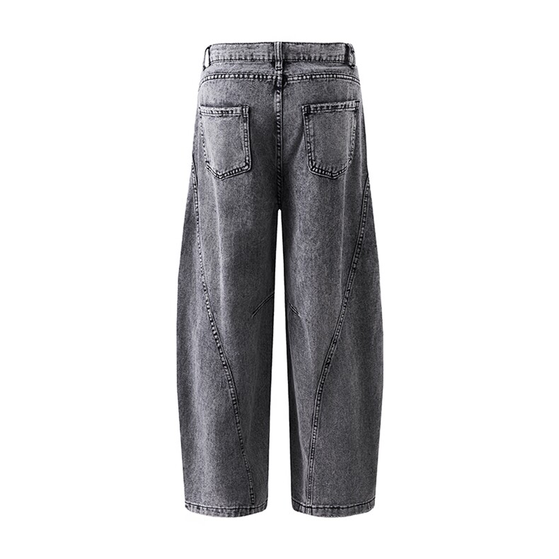 美式复古弯刀牛仔裤男女春夏款拼接设计感阔腿长裤潮N934-P55,男装牛仔裤,星座308B-1