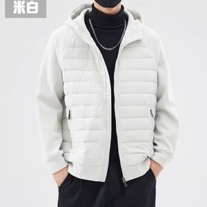 轻薄棉衣棉服男秋冬季加厚连帽拼接开衫夹克外套男士宽松休闲棉袄图片