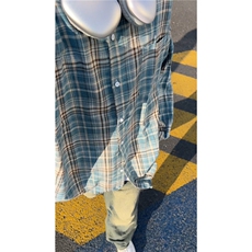 格子衬衫流苏下摆设计小众百搭美式外搭A061-AC00378-P60，男装衬衫，电商A061