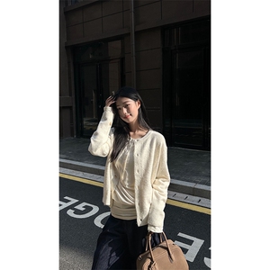 重磅秋冬男女北极绒开衫毛衣美式复古休闲慵懒风单排扣针织衫外套图片