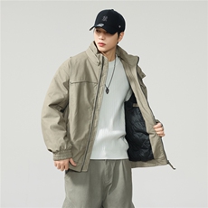 冬季潮牌立领防风棉服男士复古纯色通勤保暖机能风工装W0112，男装棉衣，电商D215
