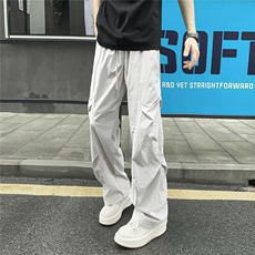 褶皱感潮流直筒休闲裤男女夏季薄款宽松户外工装速干长裤，男装工装外套，星座410-6（原星座1304-1）