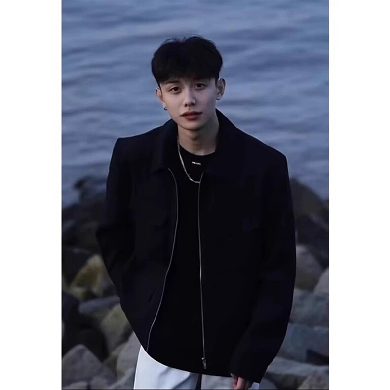 网图有货 黑色垫肩行政夹克外套男J707-常规款P50 J708垫肩款P55图片