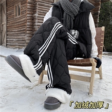 冬季新款美式条纹葫芦格设计加绒外穿棉裤B315-K25905JR-p65控89，男装棉裤，电商B315