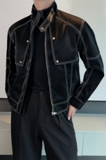秋冬原创高品痞帅明线设计皮衣男短款机车皮夹克外套JK2312-P130，男装夹克，电商B267
