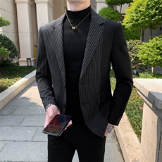 秋冬店主休闲夹克礼服西装单西男士修身拼条西服A236-XZ2309-155，男装夹克，电商A236