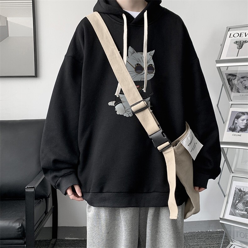 WY2044-P35纯棉连帽卫衣男大码运动帽衫宽松薄外套男,男装卫衣,电商A040