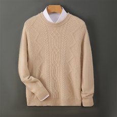 秋冬新款男士羊毛绞花复古休闲毛衣经典百搭舒适保暖男装，男装羊毛衫，德晨羊绒