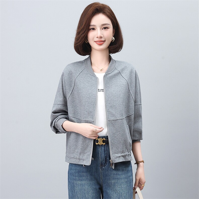 棒球服女薄款2025春秋款休闲宽松妈妈夹克上衣小个子休闲卫衣外套,女装短外套,文熹诺