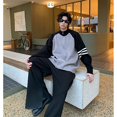 针织开衫男女韩版潮流拼色百搭袖子三条杠2024冬季毛衣MZ673-P55，男装针织衫/毛衣，星座412-2
